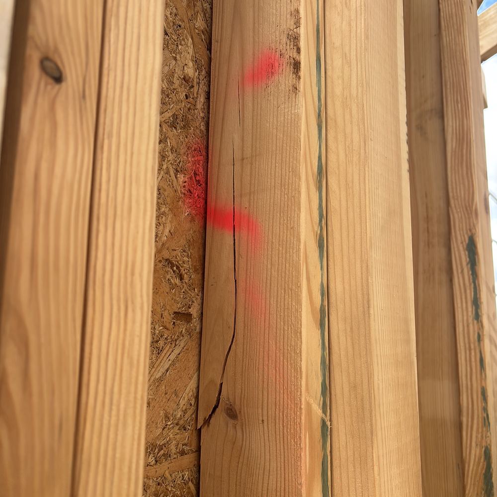 Split stud that needs replacing or laminating to keep its strength, Strathtulloh
